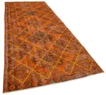 Modern Halı- Turuncu Pamuk Üzerine Yün El Dokuma Halı-141x375 - Görsel 2