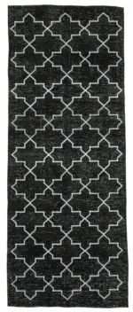 Modern Halı- Siyah Pamuk Üzerine Yün El Dokuma Halı-147x379