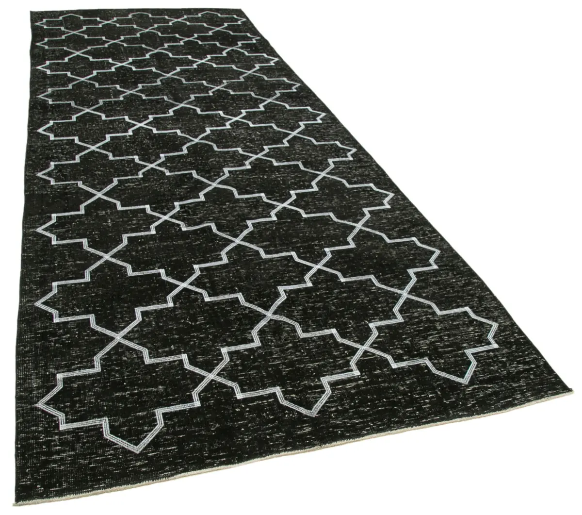 Modern Halı- Siyah Pamuk Üzerine Yün El Dokuma Halı-147x379 - Görsel 2