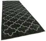 Modern Halı- Siyah Pamuk Üzerine Yün El Dokuma Halı-147x379 - Görsel 2