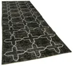 Modern Halı- Siyah Pamuk Üzerine Yün El Dokuma Halı-139x384 - Görsel 2