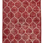 Modern Halı- Kırmızı Pamuk Üzerine Yün El Dokuma Halı-145x366