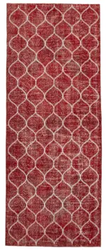 Modern Halı- Kırmızı Pamuk Üzerine Yün El Dokuma Halı-145x366