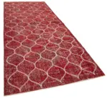 Modern Halı- Kırmızı Pamuk Üzerine Yün El Dokuma Halı-145x366 - Görsel 2