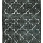 Modern Halı- Siyah Pamuk Üzerine Yün El Dokuma Halı-150x372