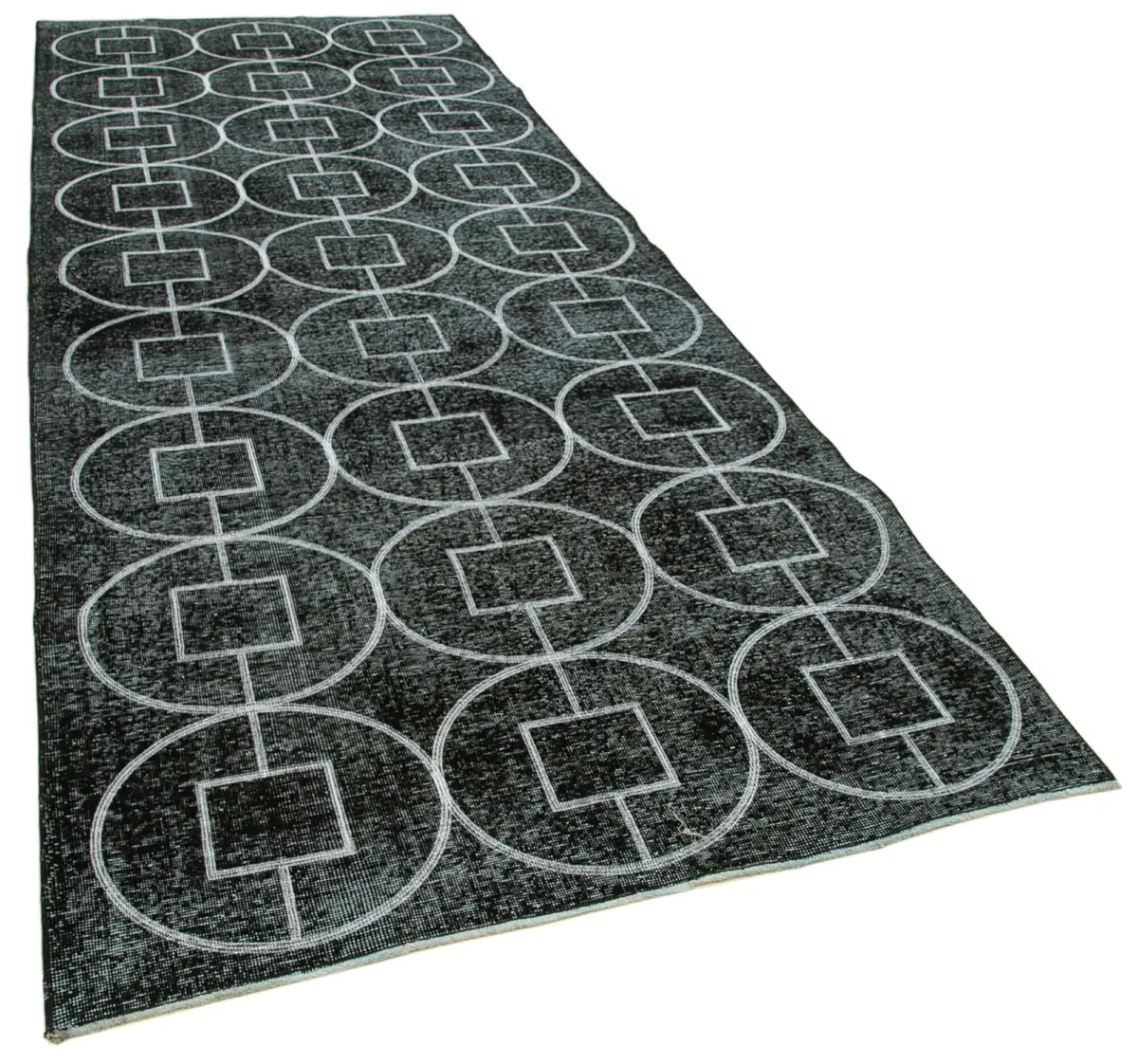 Modern Halı- Siyah Pamuk Üzerine Yün El Dokuma Halı-144x369 - Görsel 2