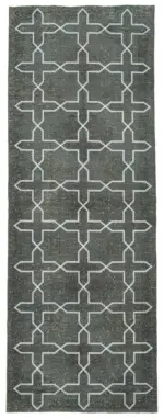 Modern Halı- Gri Pamuk Üzerine Yün El Dokuma Halı-146x405