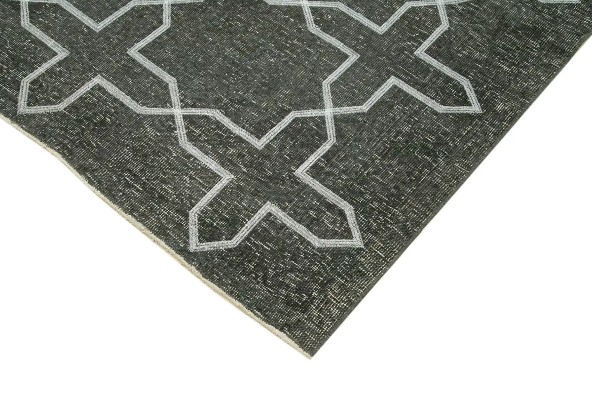 Modern Halı- Gri Pamuk Üzerine Yün El Dokuma Halı-146x405 - Görsel 4