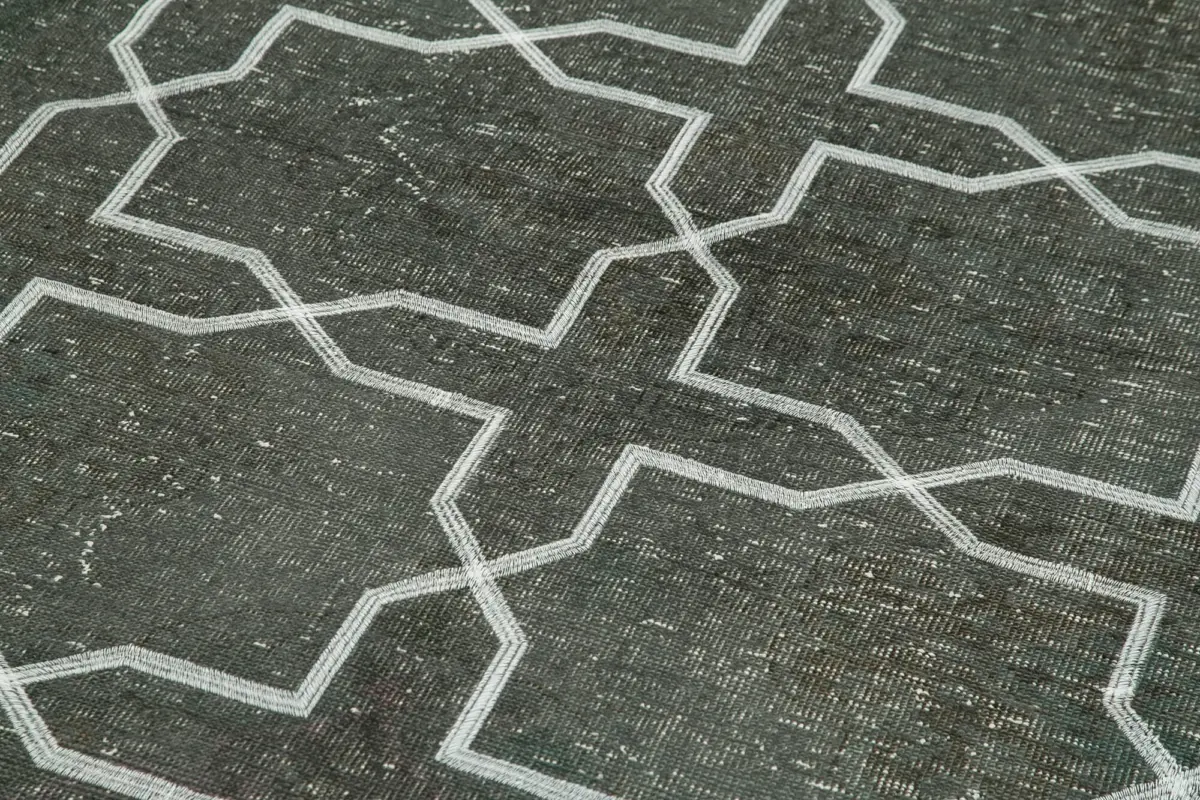 Modern Halı- Gri Pamuk Üzerine Yün El Dokuma Halı-146x405 - Görsel 5