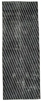 Modern Halı- Siyah Pamuk Üzerine Yün El Dokuma Halı-141x372