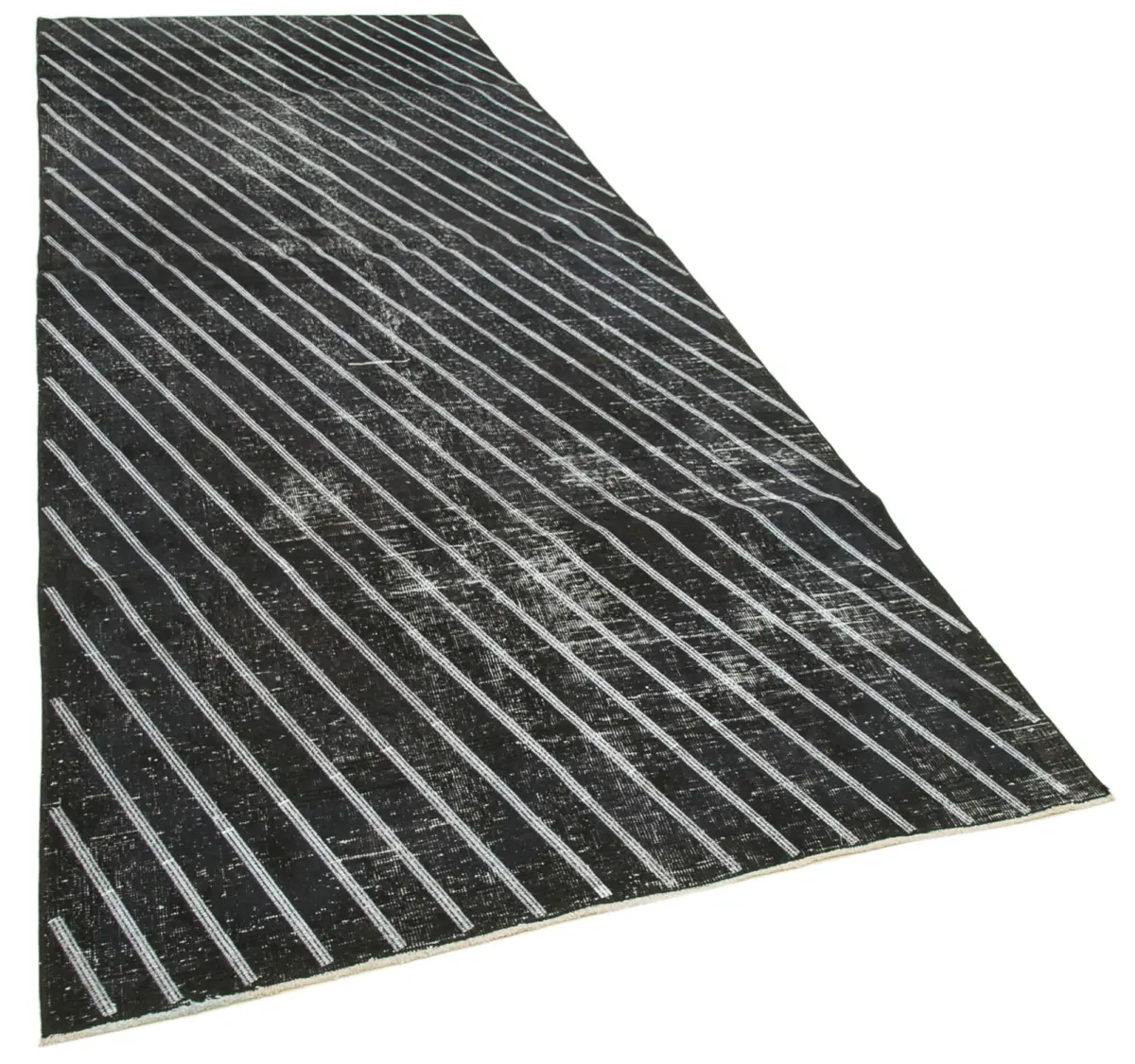 Modern Halı- Siyah Pamuk Üzerine Yün El Dokuma Halı-141x372 - Görsel 2