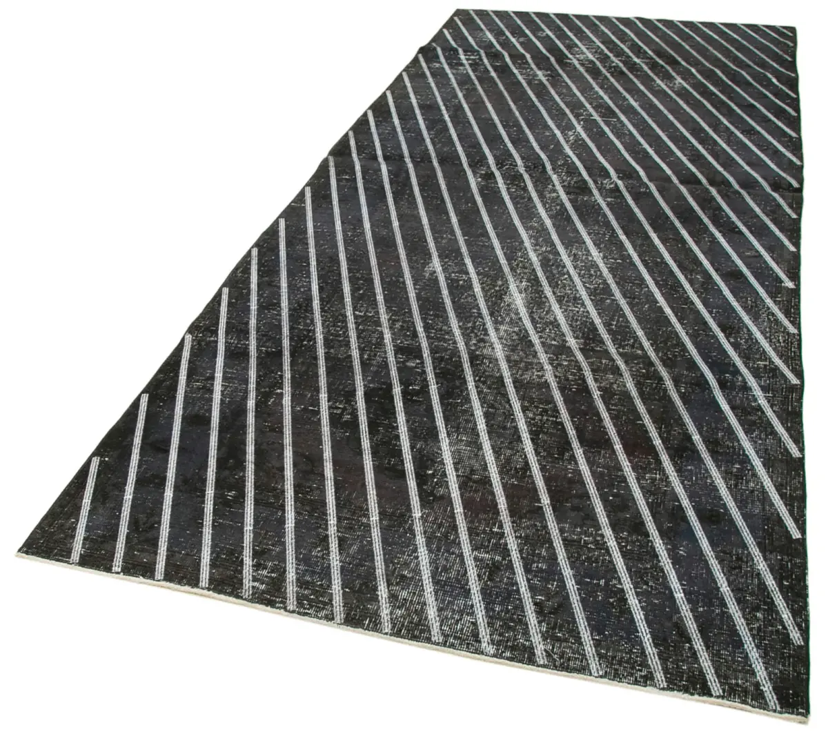 Modern Halı- Siyah Pamuk Üzerine Yün El Dokuma Halı-141x372 - Görsel 3