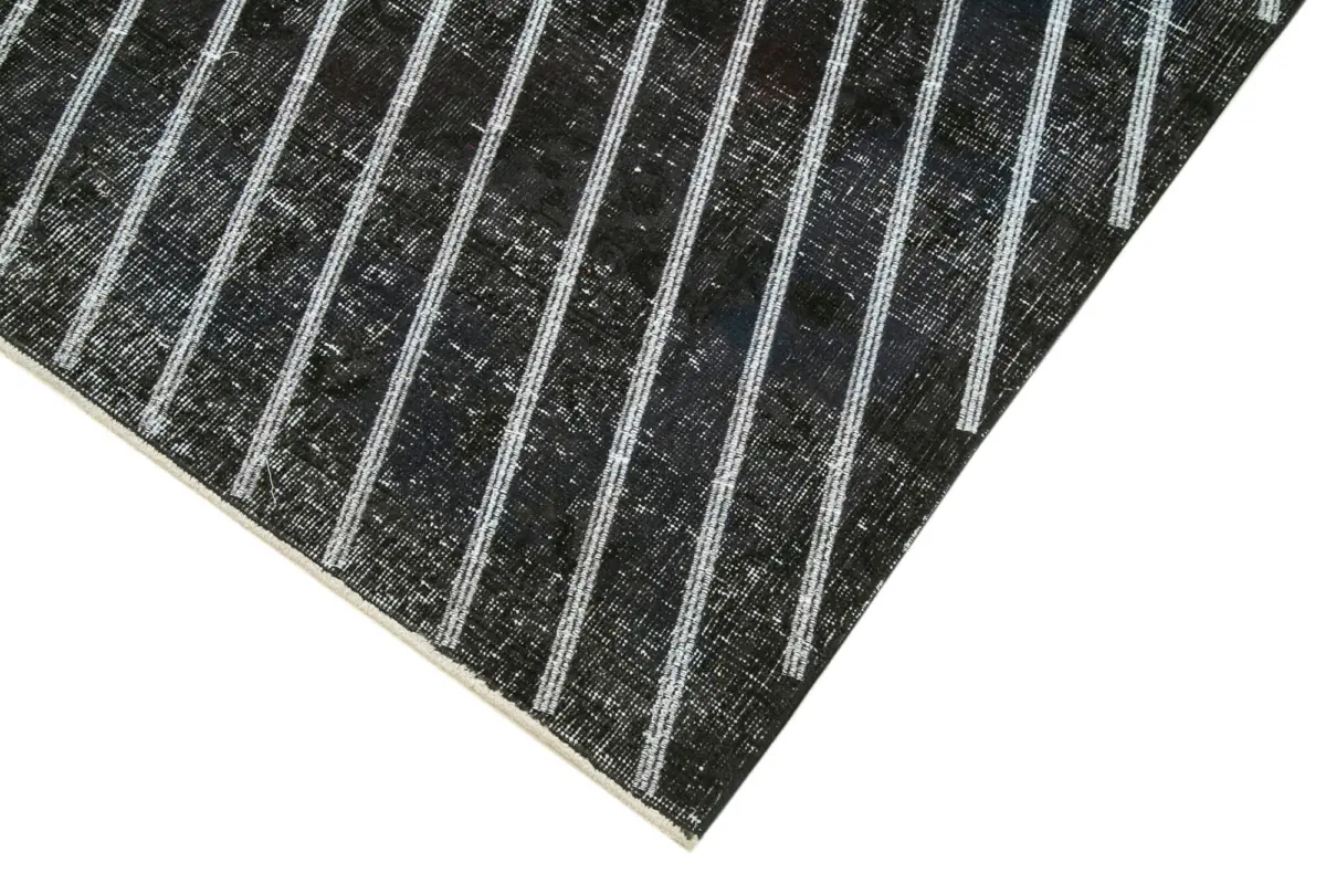 Modern Halı- Siyah Pamuk Üzerine Yün El Dokuma Halı-141x372 - Görsel 4