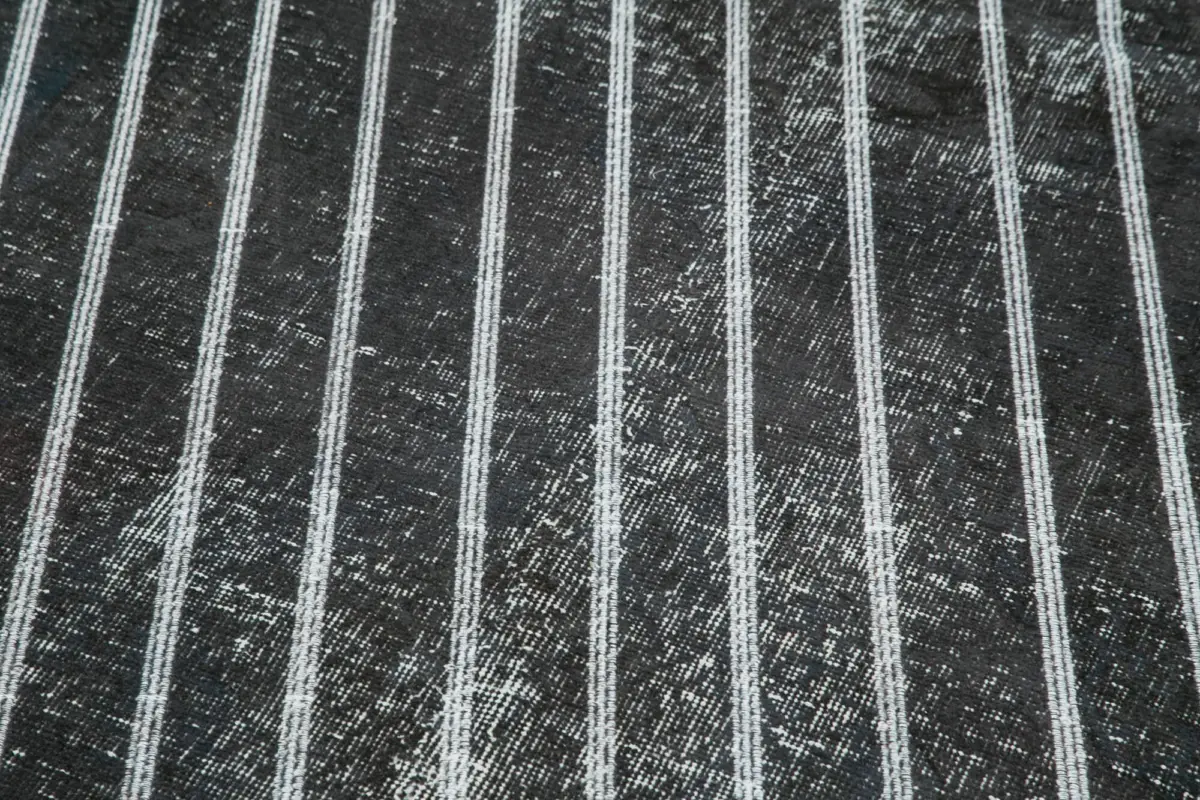 Modern Halı- Siyah Pamuk Üzerine Yün El Dokuma Halı-141x372 - Görsel 5