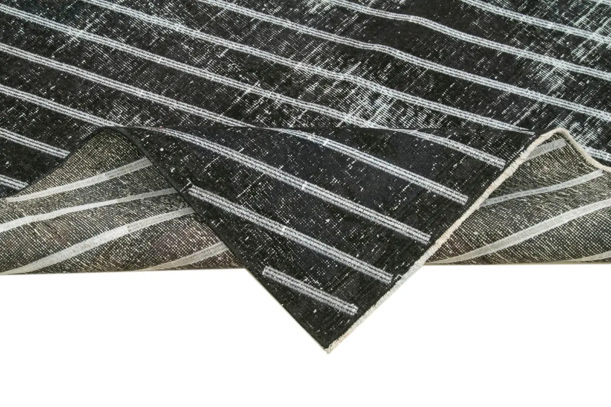 Modern Halı- Siyah Pamuk Üzerine Yün El Dokuma Halı-141x372 - Görsel 6
