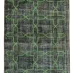 Modern Halı- Yeşil Pamuk Üzerine Yün El Dokuma Halı-142x372