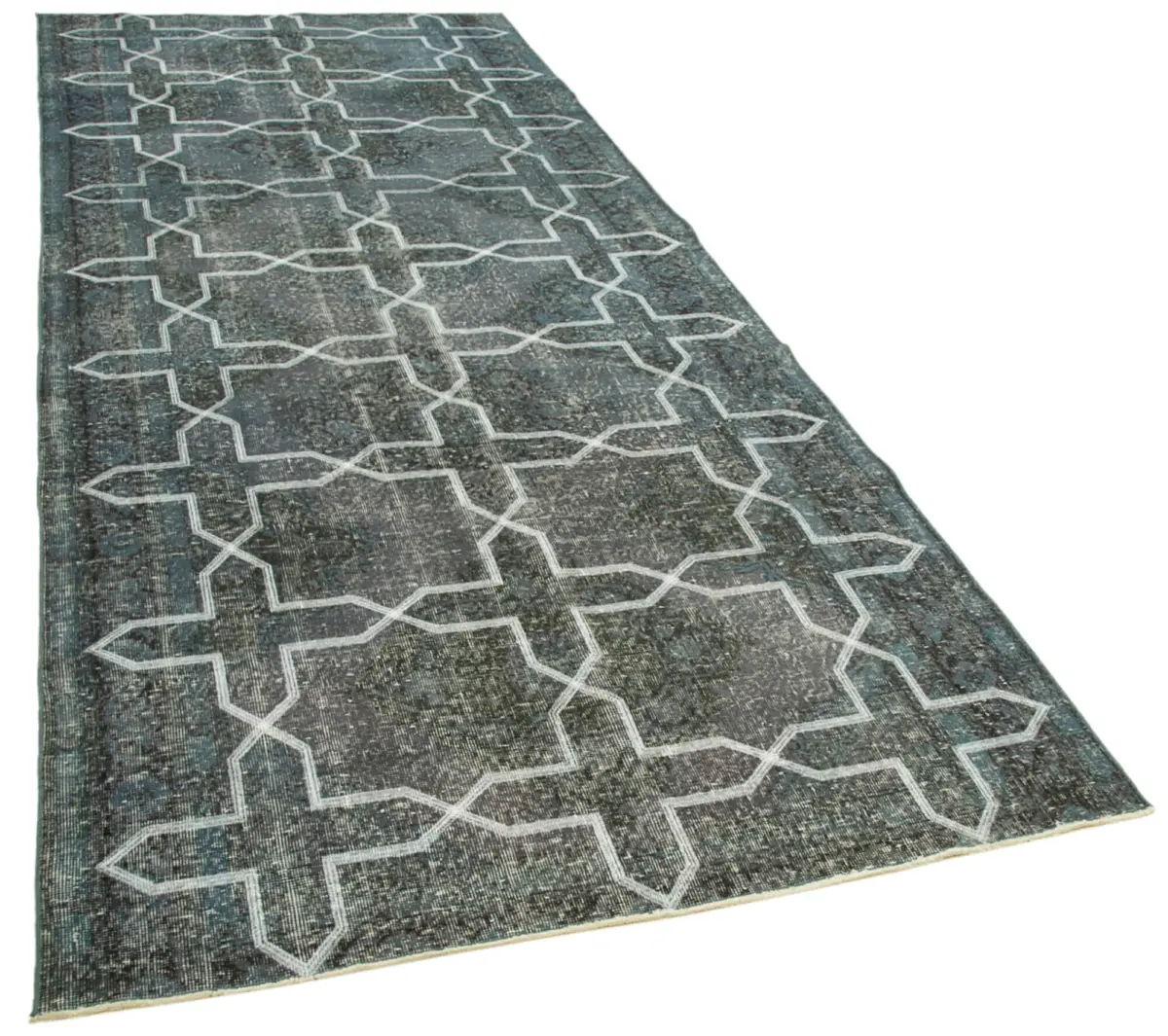 Modern Halı- Yeşil Pamuk Üzerine Yün El Dokuma Halı-144x361 - Görsel 2