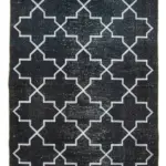 Modern Halı- Siyah Pamuk Üzerine Yün El Dokuma Halı-140x380