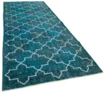 Modern Halı- Turkuaz Pamuk Üzerine Yün El Dokuma Halı-152x388 - Görsel 2