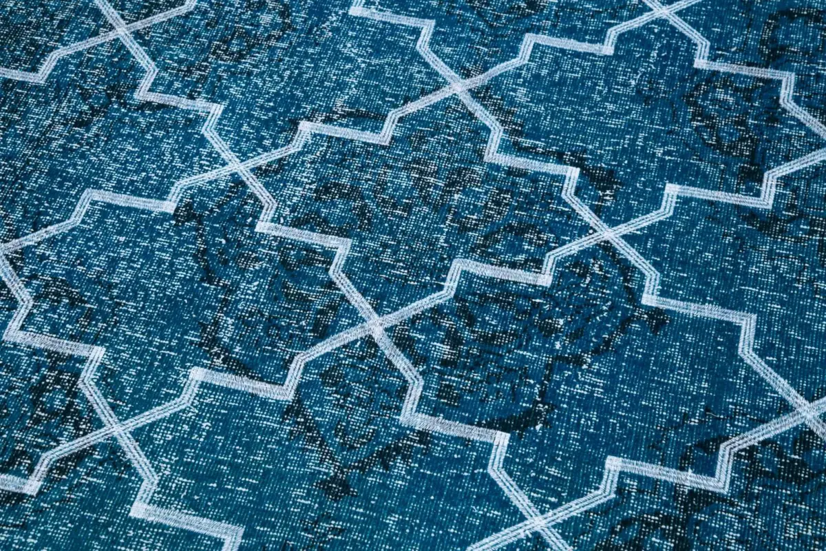 Modern Halı- Turkuaz Pamuk Üzerine Yün El Dokuma Halı-152x388 - Görsel 7