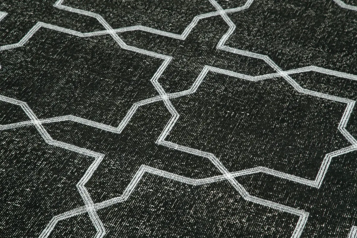 Modern Halı- Siyah Pamuk Üzerine Yün El Dokuma Halı-143x393 - Görsel 5