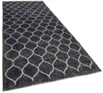 Modern Halı- Siyah Pamuk Üzerine Yün El Dokuma Halı-147x370 - Görsel 2