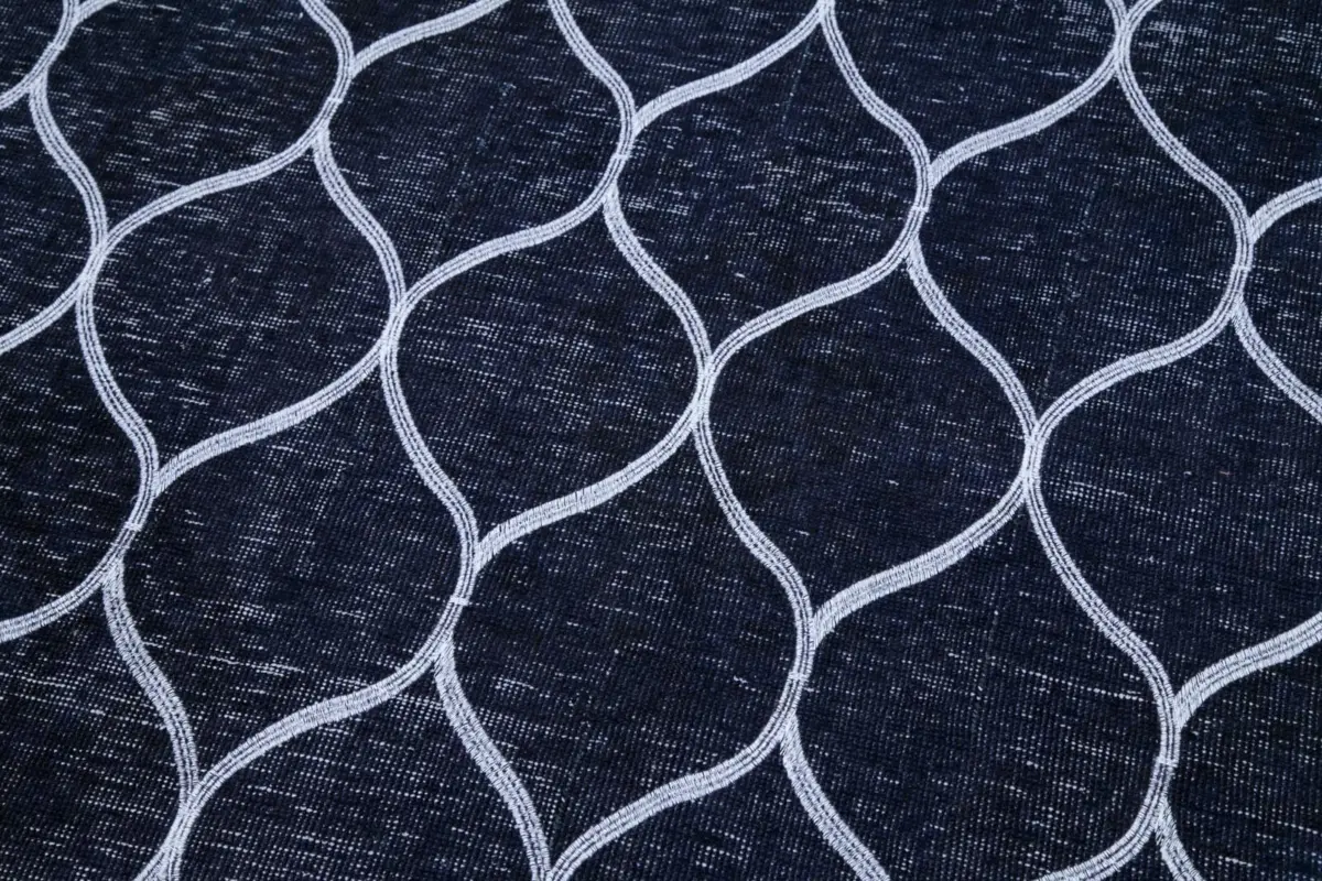 Modern Halı- Siyah Pamuk Üzerine Yün El Dokuma Halı-147x370 - Görsel 7