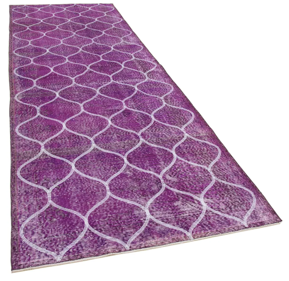 Modern Halı- Pembe Pamuk Üzerine Yün El Dokuma Halı-122x360 - Görsel 2