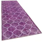 Modern Halı- Pembe Pamuk Üzerine Yün El Dokuma Halı-122x360 - Görsel 2