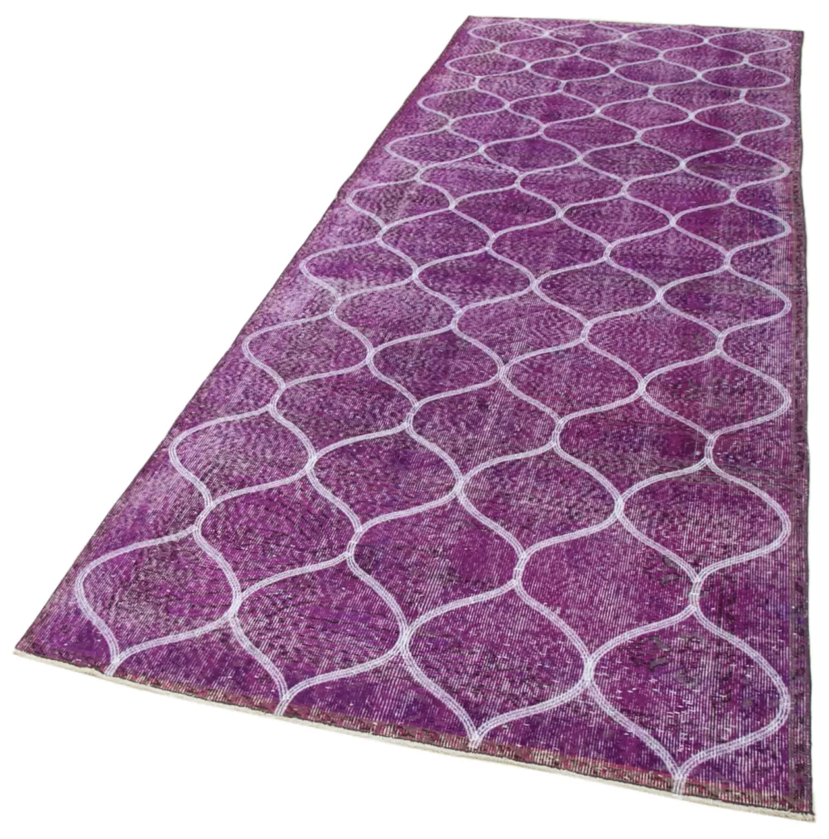 Modern Halı- Pembe Pamuk Üzerine Yün El Dokuma Halı-122x360 - Görsel 3