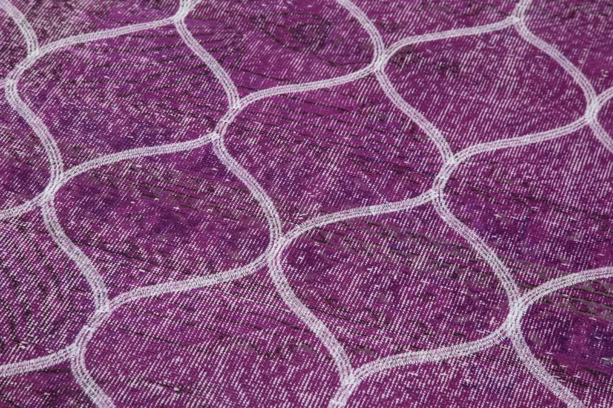 Modern Halı- Pembe Pamuk Üzerine Yün El Dokuma Halı-122x360 - Görsel 5