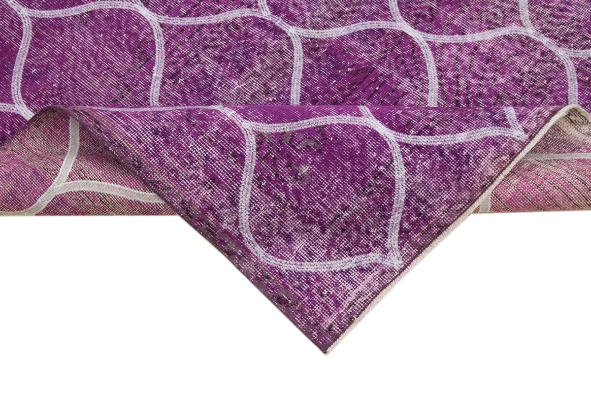 Modern Halı- Pembe Pamuk Üzerine Yün El Dokuma Halı-122x360 - Görsel 6