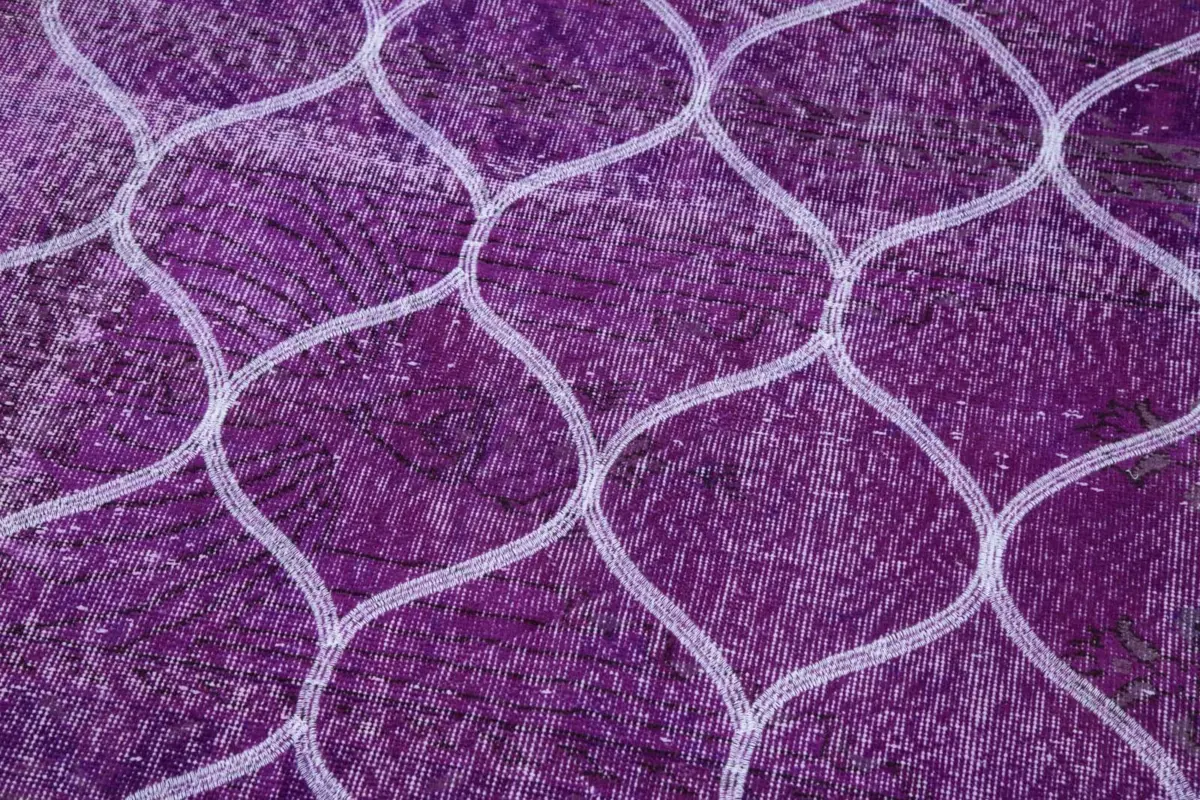 Modern Halı- Pembe Pamuk Üzerine Yün El Dokuma Halı-122x360 - Görsel 7