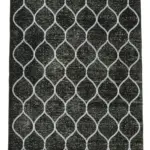 Modern Halı- Siyah Pamuk Üzerine Yün El Dokuma Halı-147x404