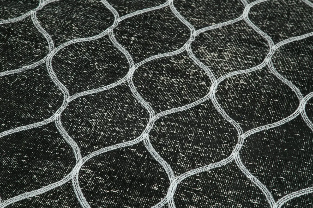 Modern Halı- Siyah Pamuk Üzerine Yün El Dokuma Halı-147x404 - Görsel 5