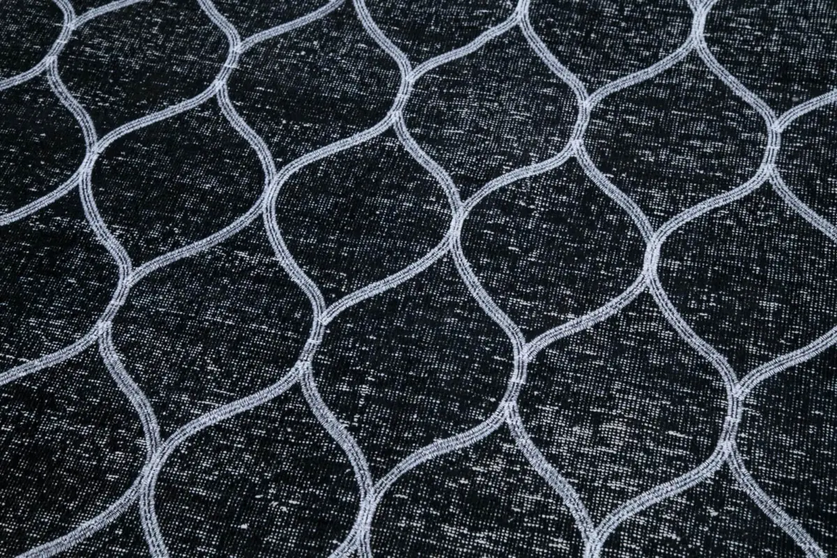 Modern Halı- Siyah Pamuk Üzerine Yün El Dokuma Halı-147x404 - Görsel 7