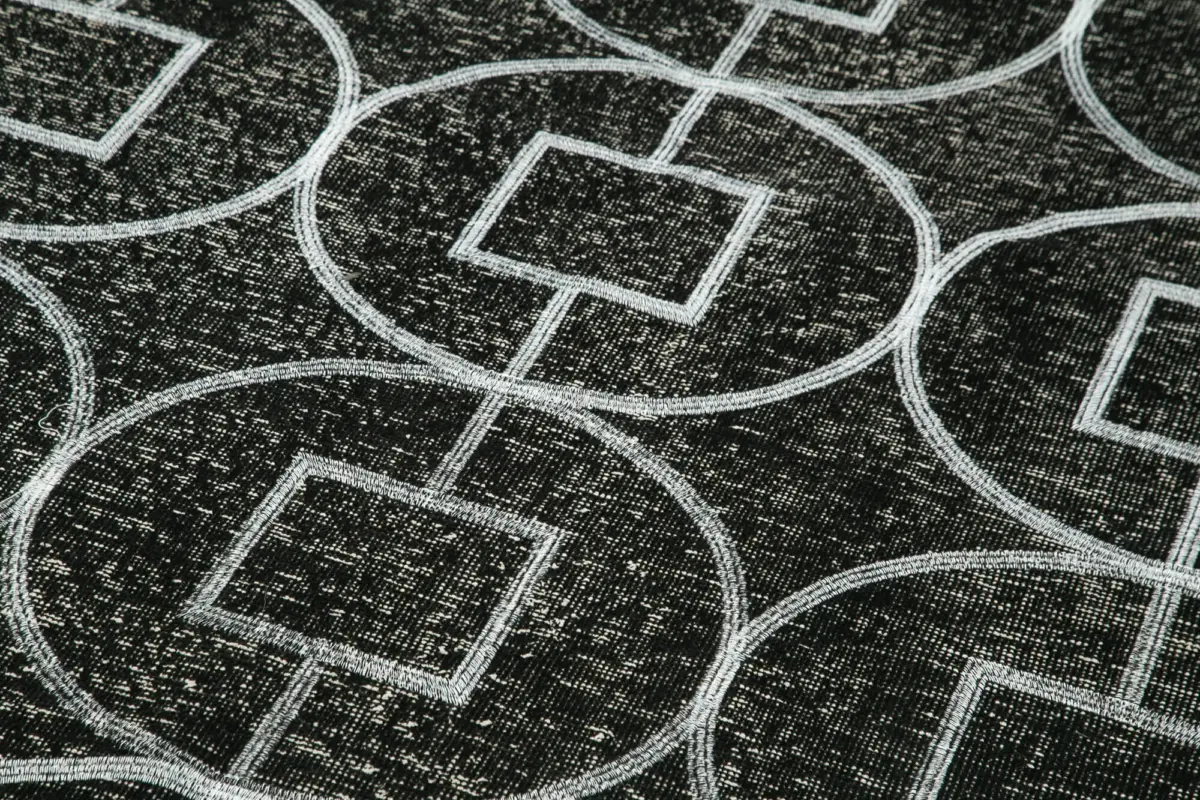 Modern Halı- Siyah Pamuk Üzerine Yün El Dokuma Halı-142x389 - Görsel 5