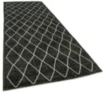 Modern Halı- Siyah Pamuk Üzerine Yün El Dokuma Halı-146x387 - Görsel 2