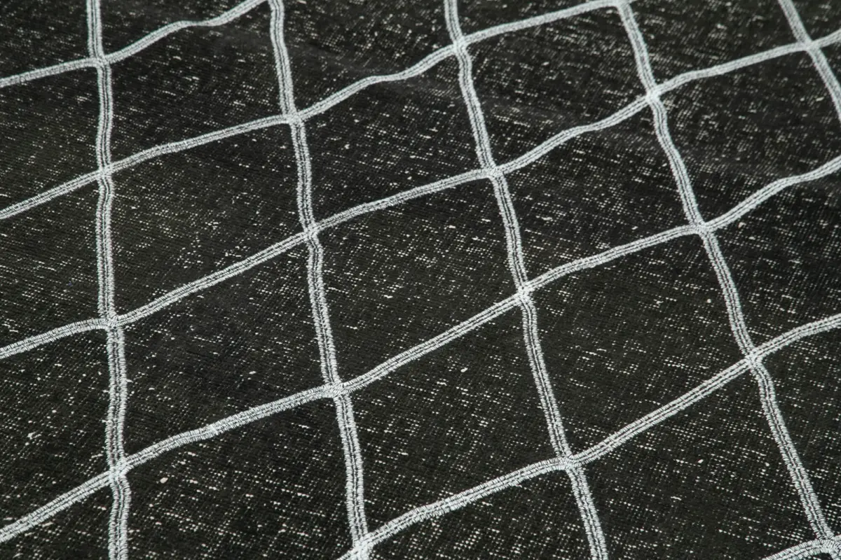 Modern Halı- Siyah Pamuk Üzerine Yün El Dokuma Halı-146x387 - Görsel 5