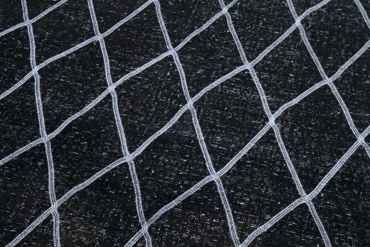 Modern Halı- Siyah Pamuk Üzerine Yün El Dokuma Halı-146x387 - Görsel 7