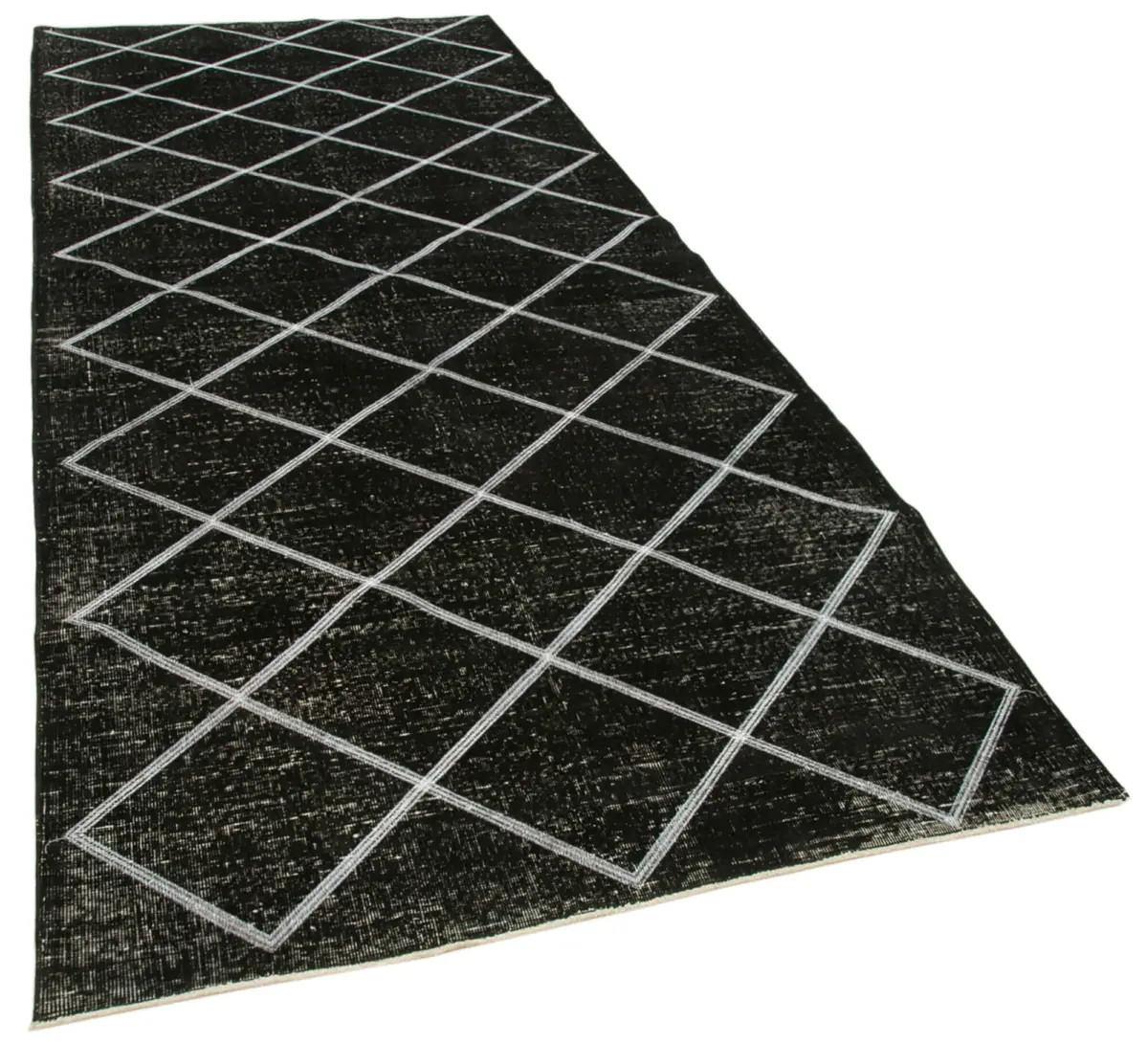 Modern Halı- Siyah Pamuk Üzerine Yün El Dokuma Halı-141x344 - Görsel 2