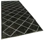 Modern Halı- Siyah Pamuk Üzerine Yün El Dokuma Halı-141x344 - Görsel 2