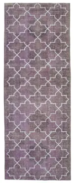 Modern Halı- Mor Pamuk Üzerine Yün El Dokuma Halı-148x395