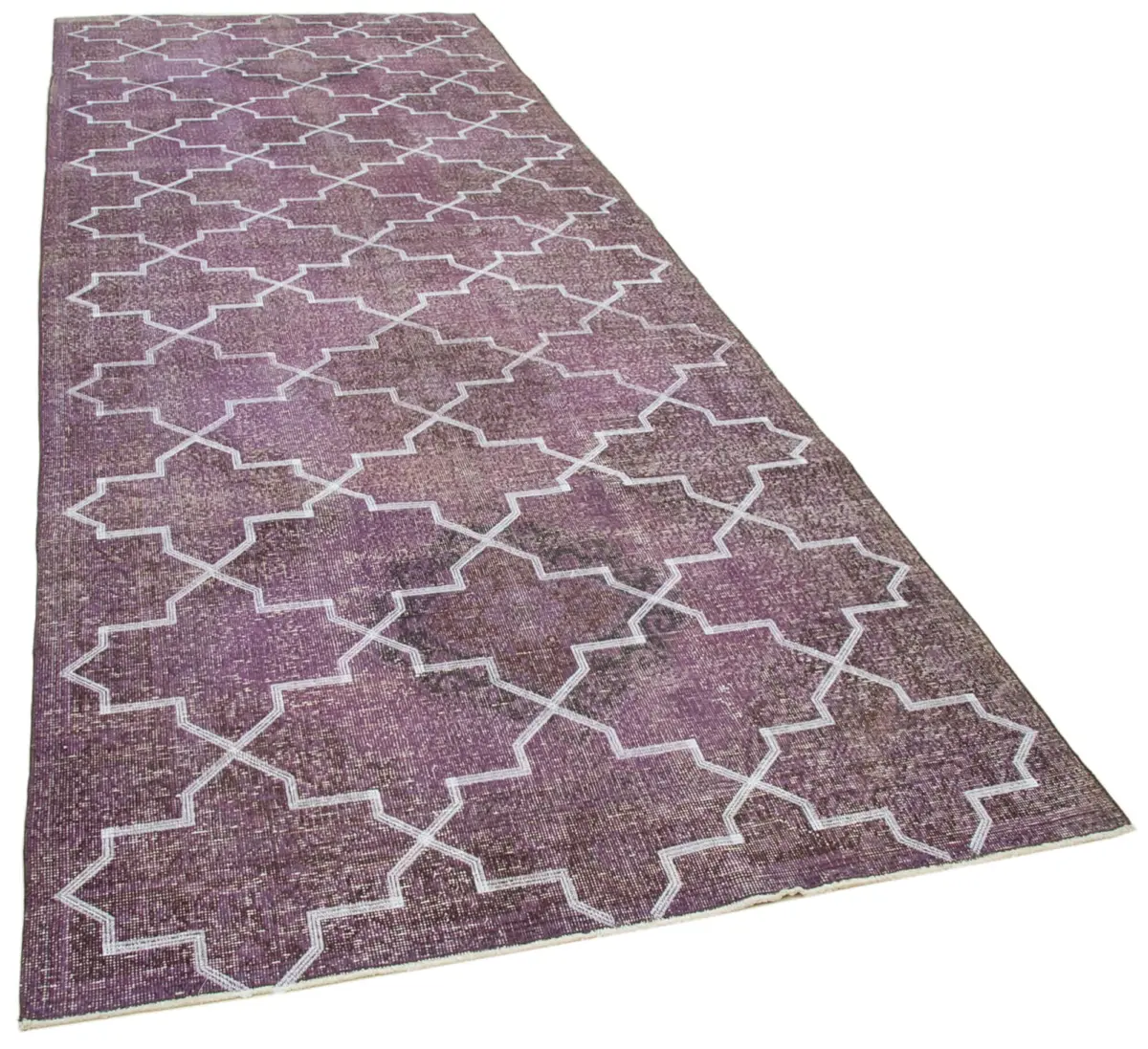 Modern Halı- Mor Pamuk Üzerine Yün El Dokuma Halı-148x395 - Görsel 2