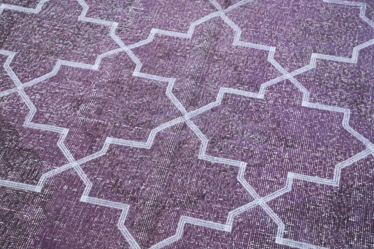 Modern Halı- Mor Pamuk Üzerine Yün El Dokuma Halı-148x395 - Görsel 7