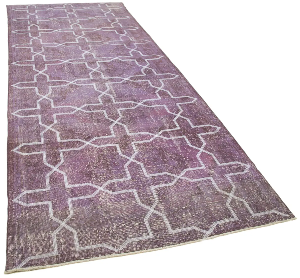 Modern Halı- Mor Pamuk Üzerine Yün El Dokuma Halı-137x382 - Görsel 2