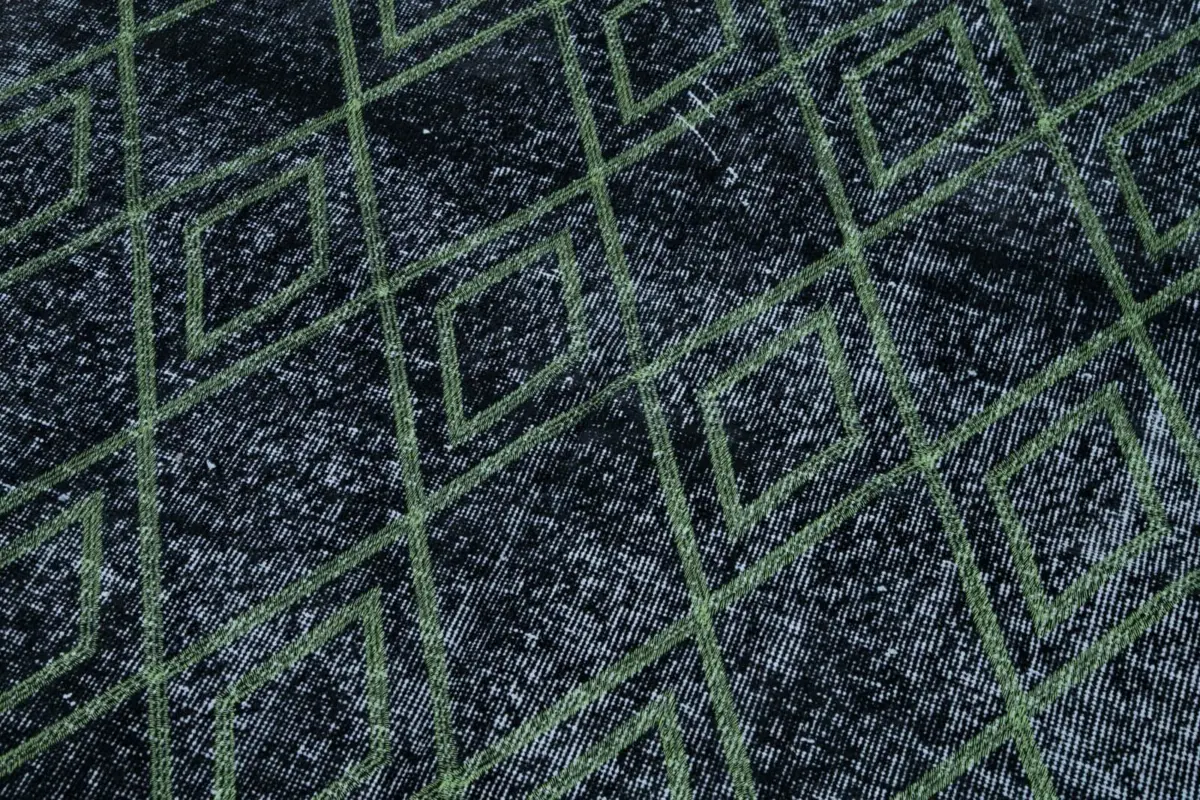 Modern Halı- Siyah Pamuk Üzerine Yün El Dokuma Halı-159x287 - Görsel 7