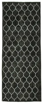 Modern Halı- Siyah Pamuk Üzerine Yün El Dokuma Halı-145x387