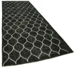 Modern Halı- Siyah Pamuk Üzerine Yün El Dokuma Halı-145x387 - Görsel 2