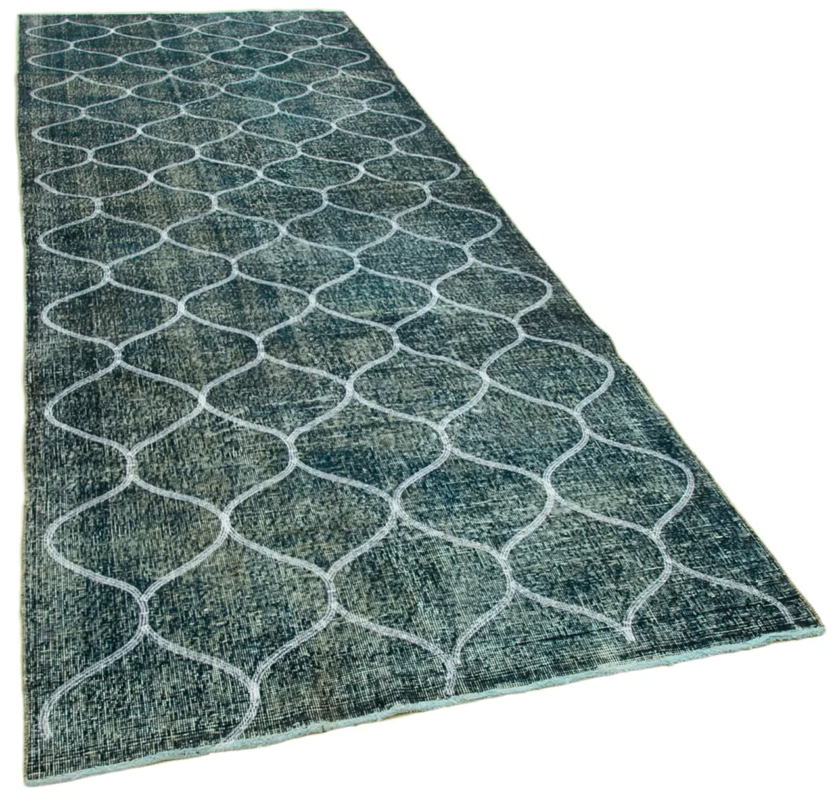 Modern Halı- Mavi Pamuk Üzerine Yün El Dokuma Halı-134x392 - Görsel 2